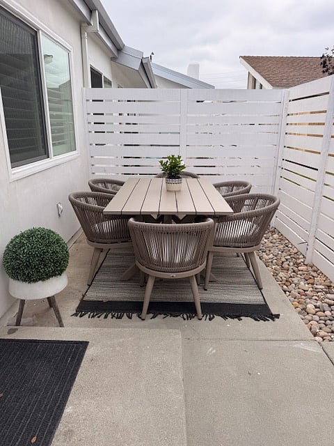 Outdoor dining area with seating for 6