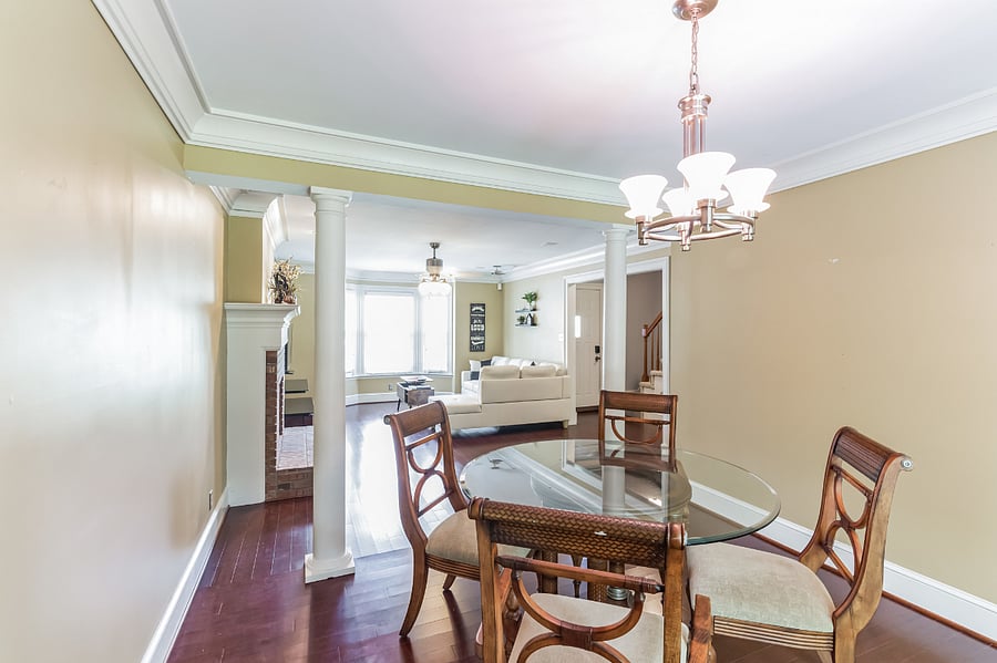 Dining Room in Foreground, Living Room in Background