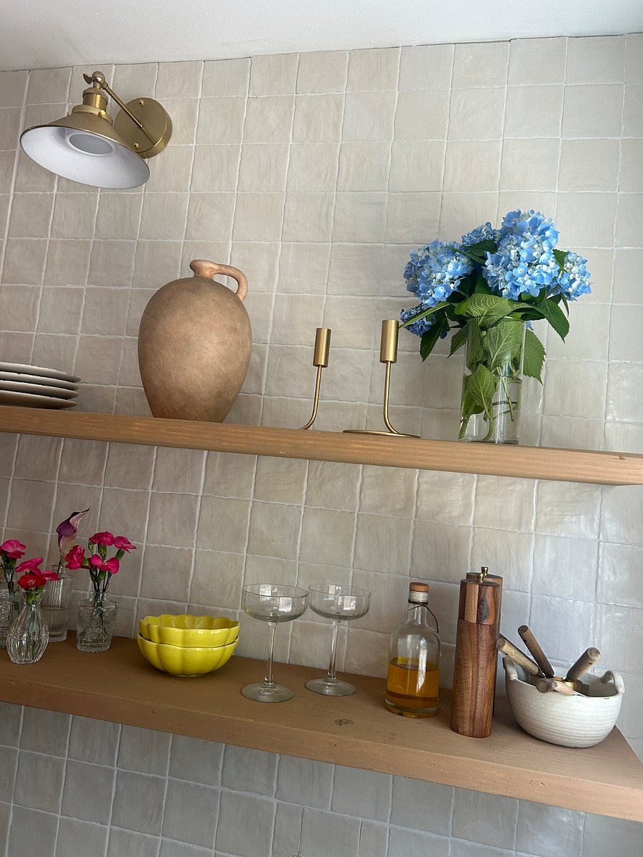 Floating shelves in the kitchen