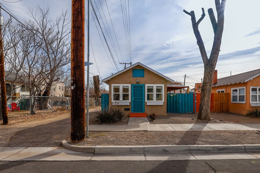 Exterior, street parking.