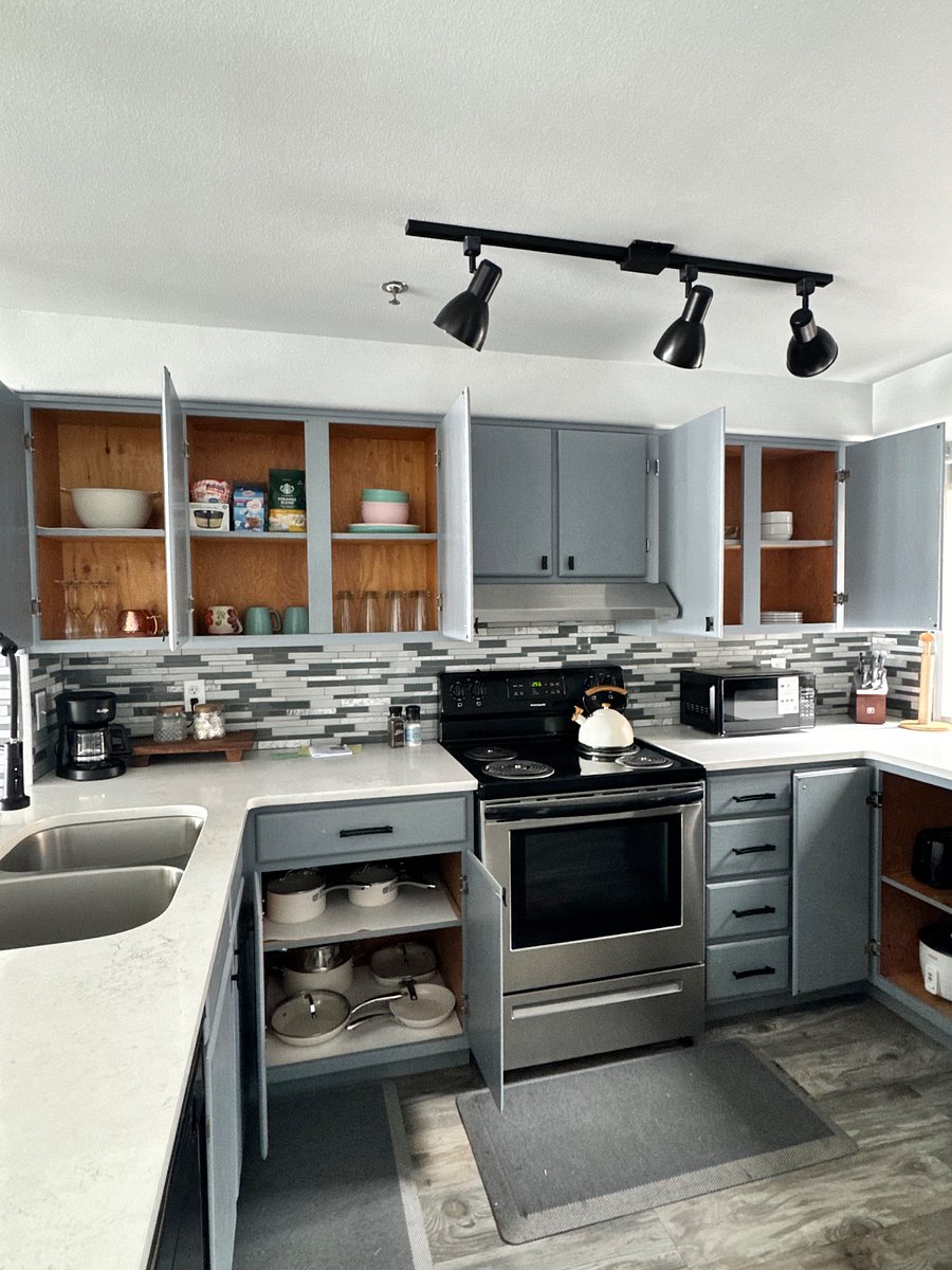 Fully stocked kitchen.
