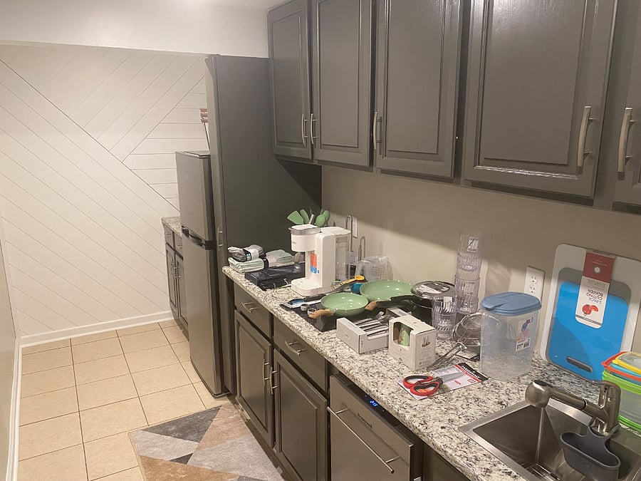Fully stocked, new kitchen