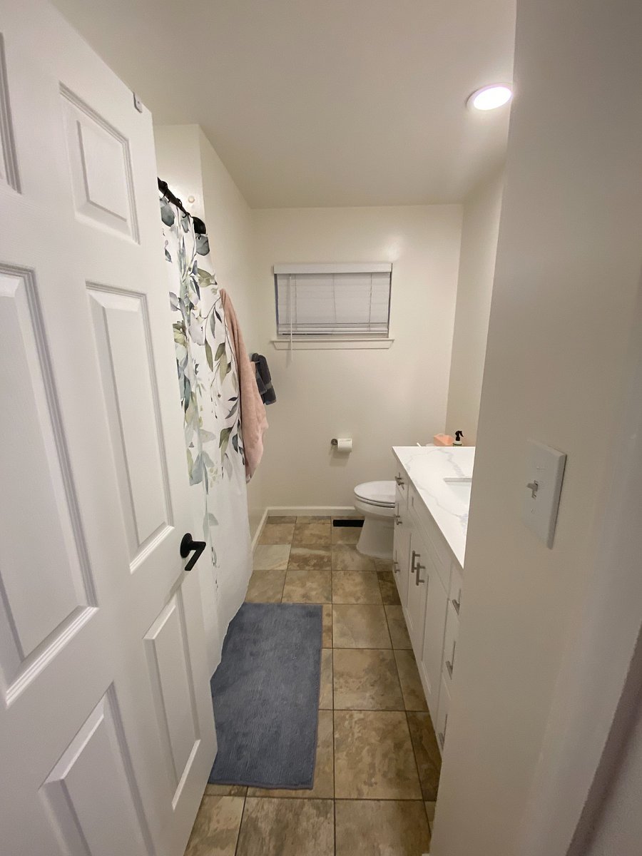 Hall bathroom- shared with 1 other person.