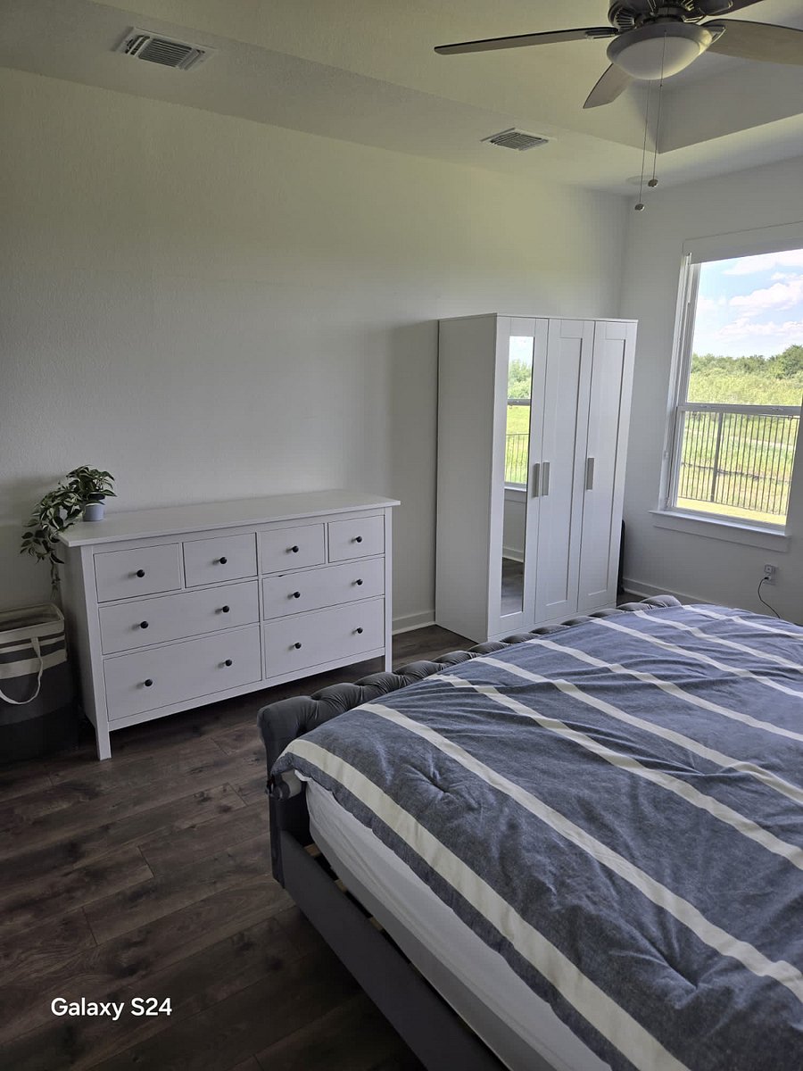 All brand new furniture with armoire, dresser, and king size bed.