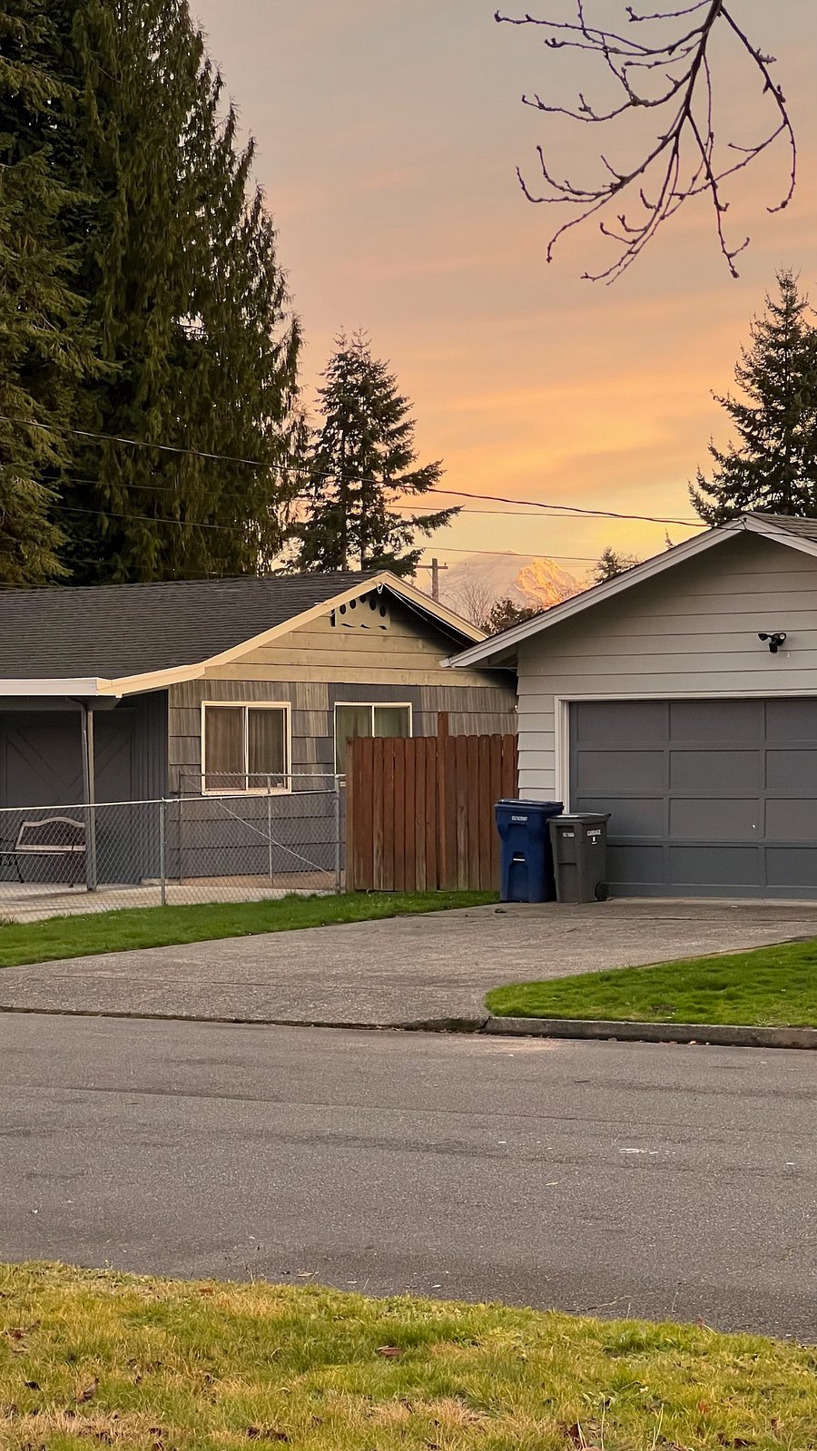 Peakaboo view of Mt. Rainier from your bedroom!