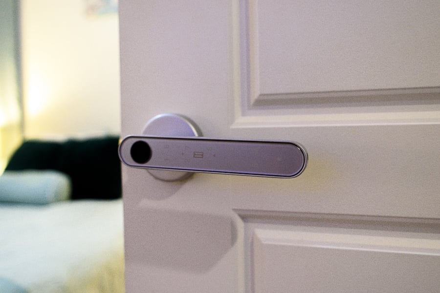 Keyless smart-lock entry with your own code, plus fingerprint unlock if you want, so you can arrive any hour with no key to coordinate