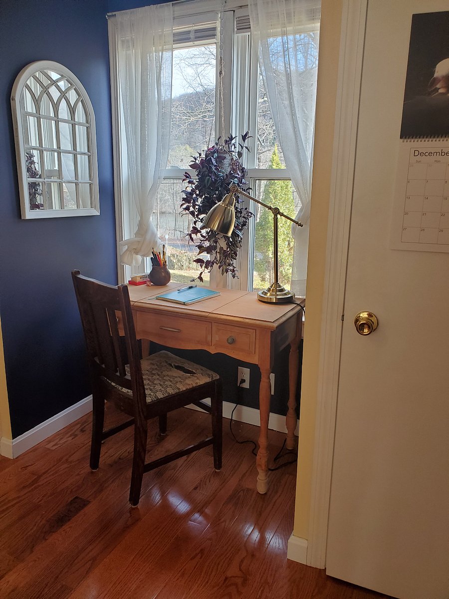 Writing desk with views of the pond