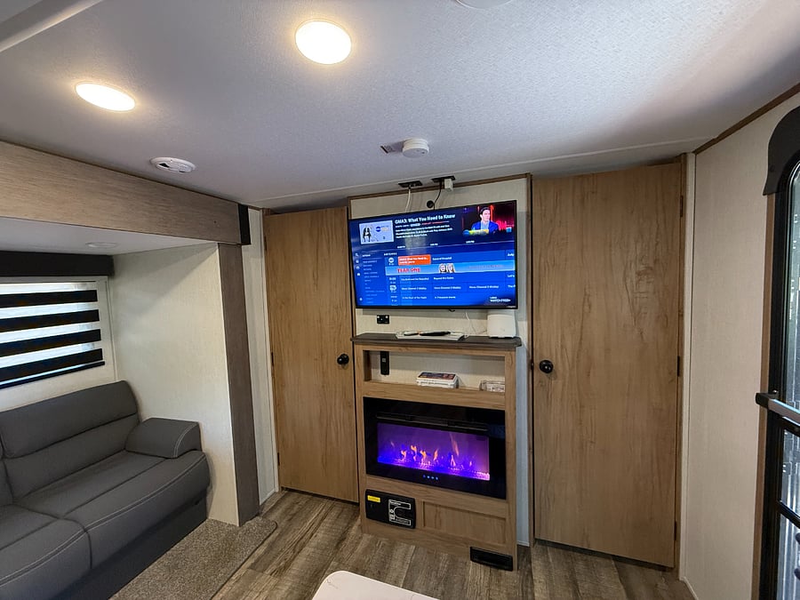 SMART TV and electric fireplace