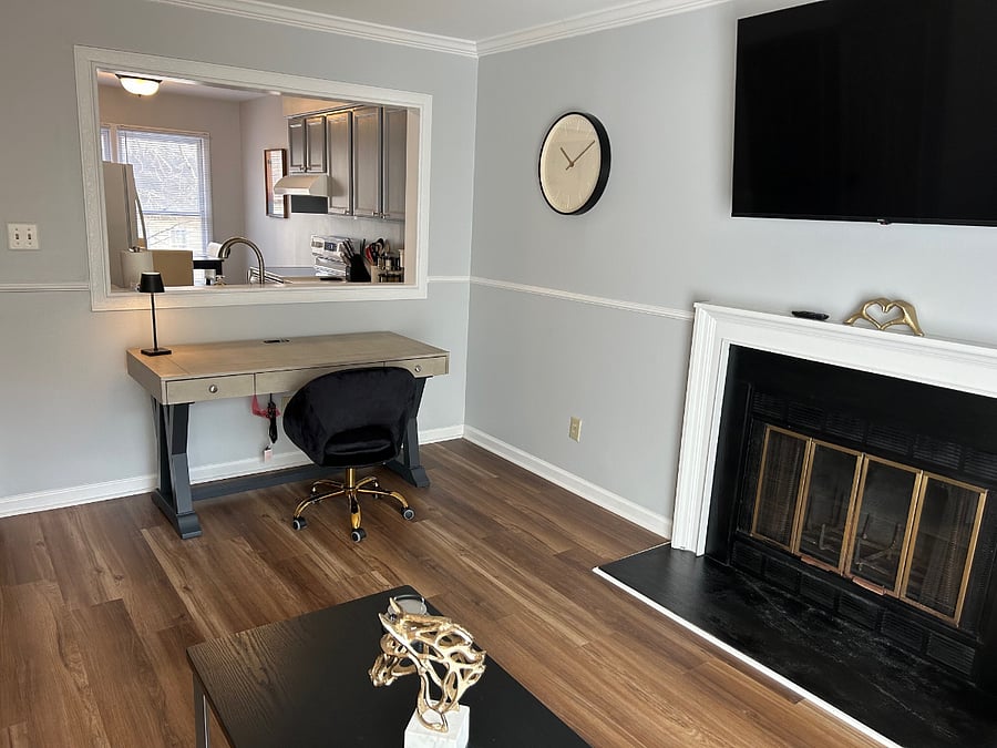 Workspace area supported by Google Fiber that is extremely fast! 