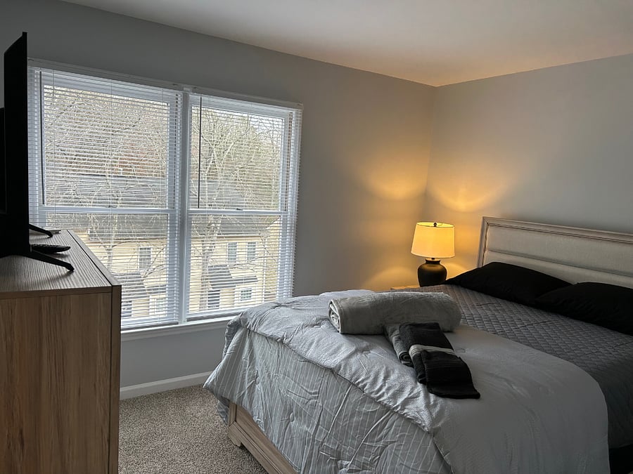 One of two bedrroms. One with an ensuite, both with Smart TVs