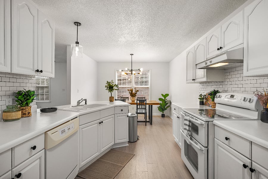 Fully equipped kitchen of appliances and spacious.