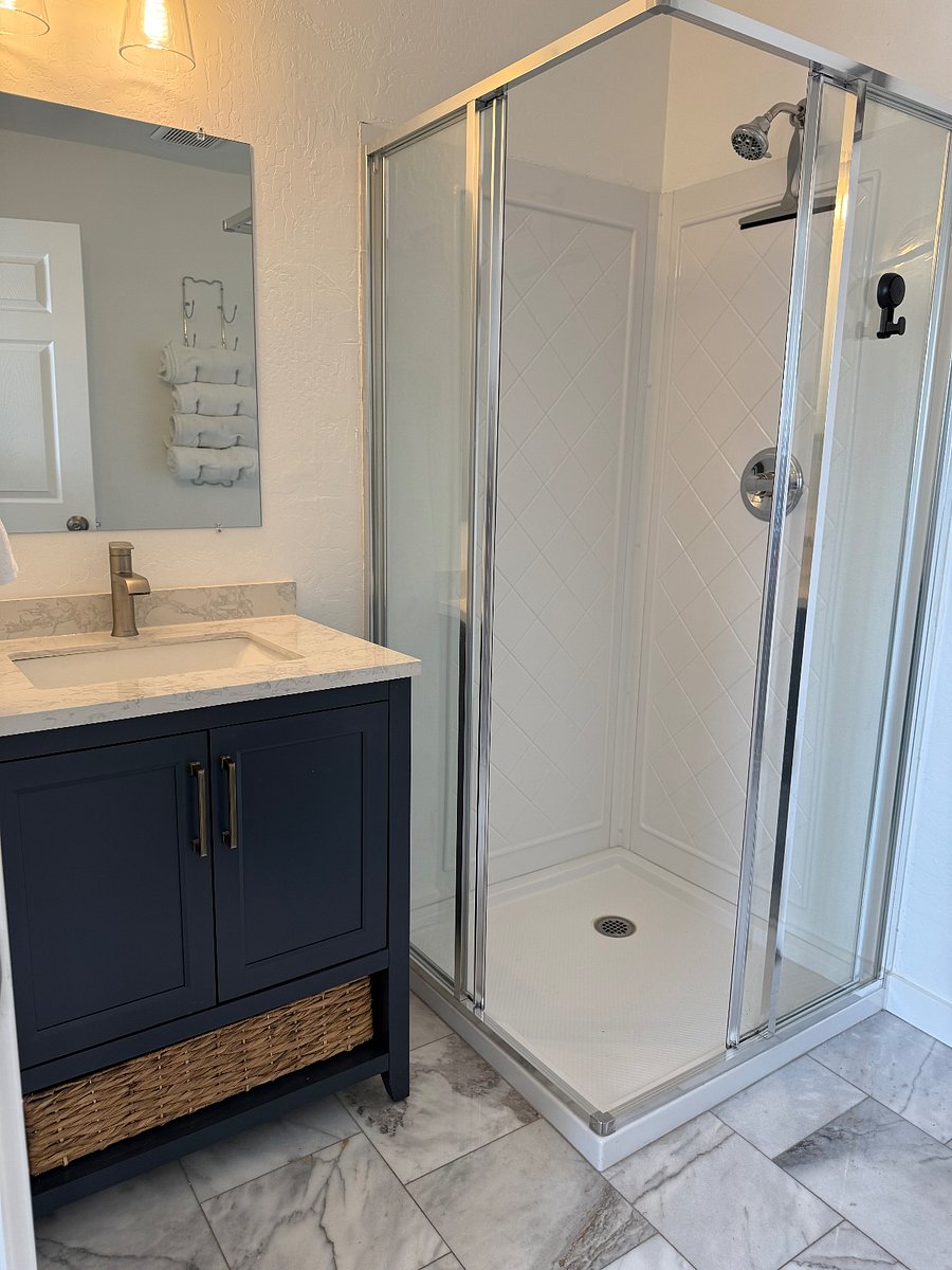 Bathroom on main level, off the kitchen 