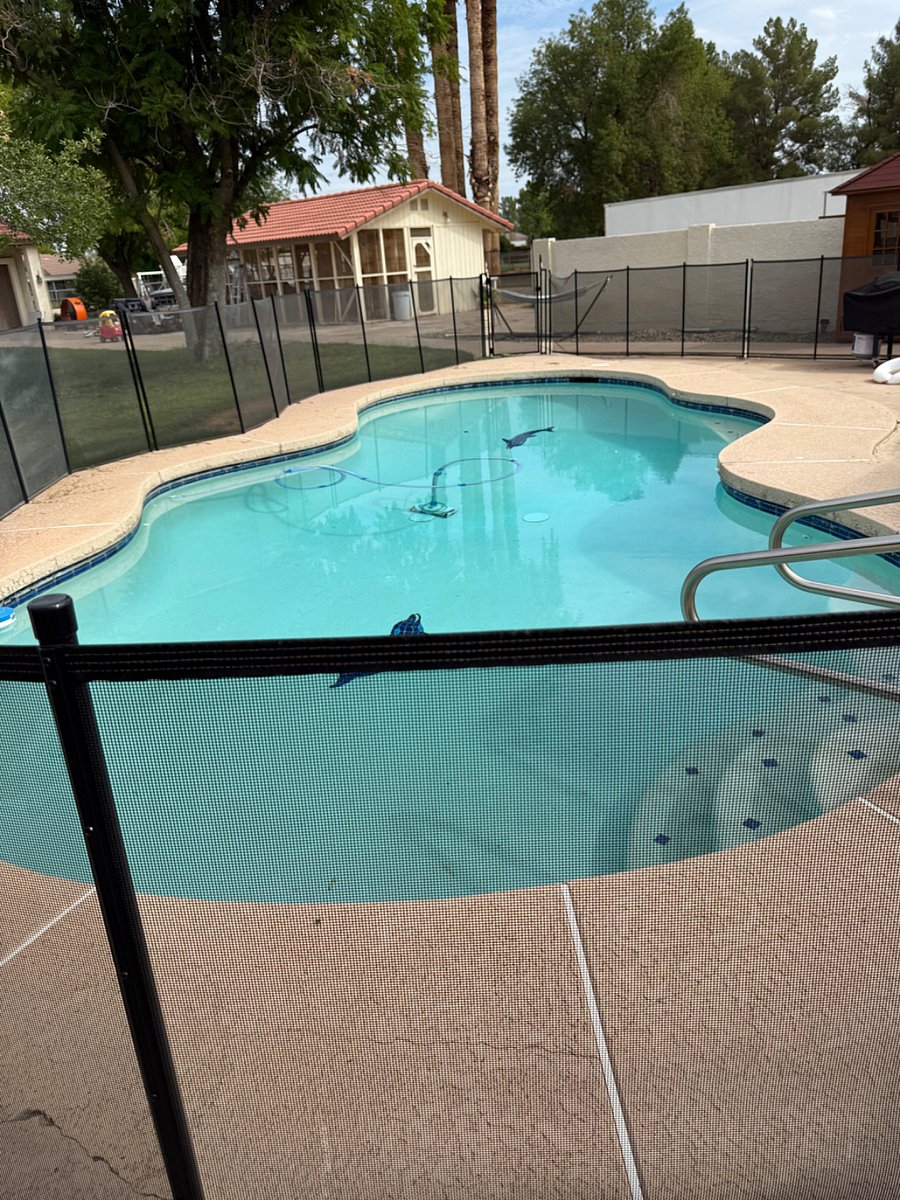 Shared pool w studio and property owners in the backyard 