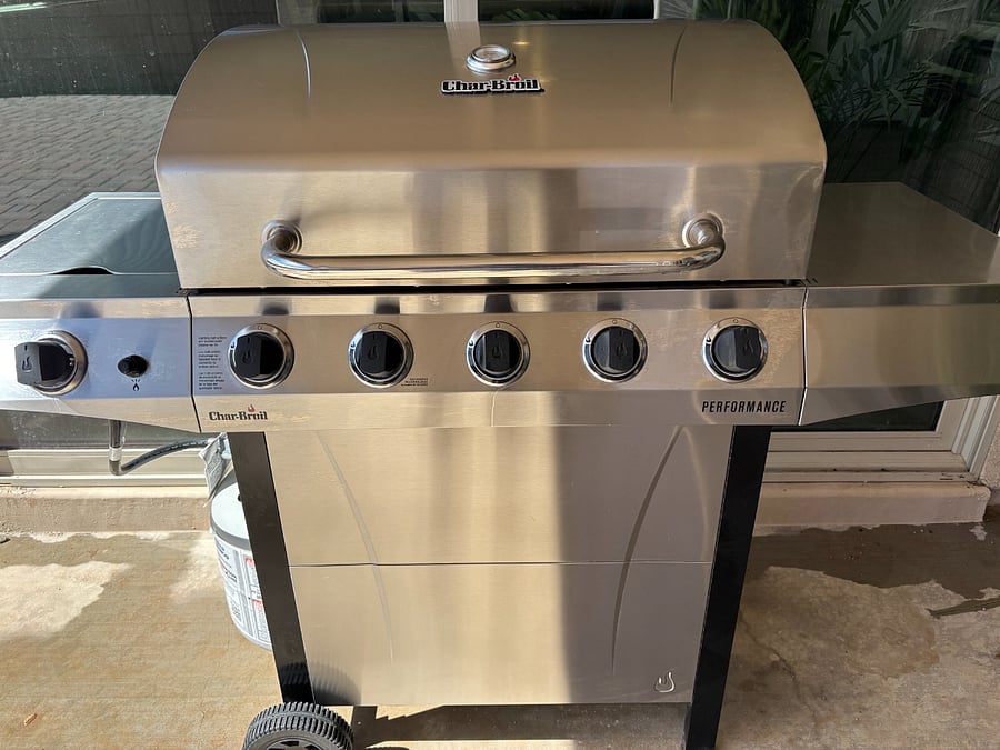 Propane gas grill.