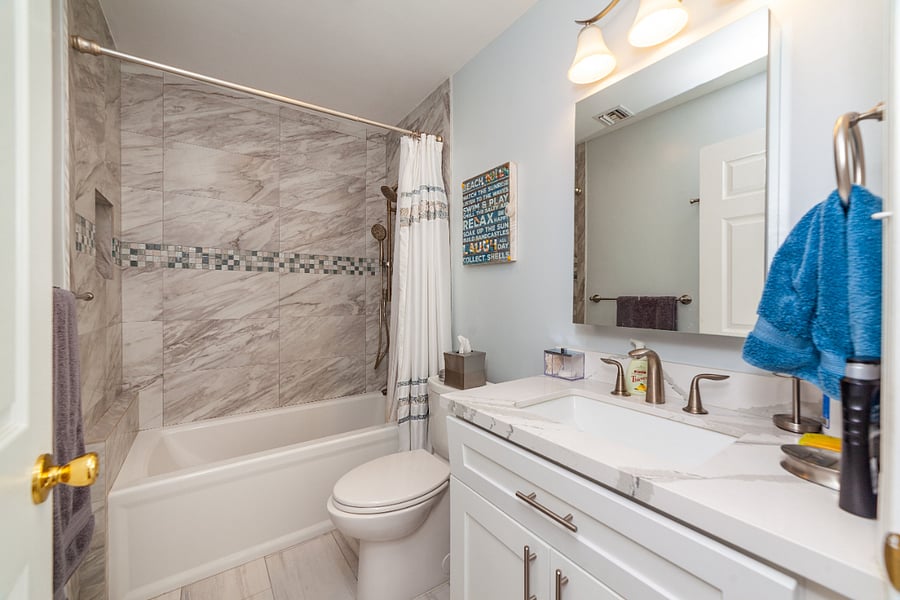 Your bathroom with dual shower heads. 