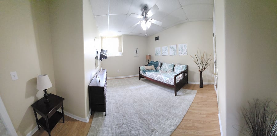 Bedroom #2 with Platform bed and TV
