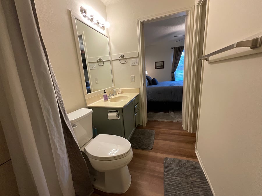 Master bathroom with step in shower 