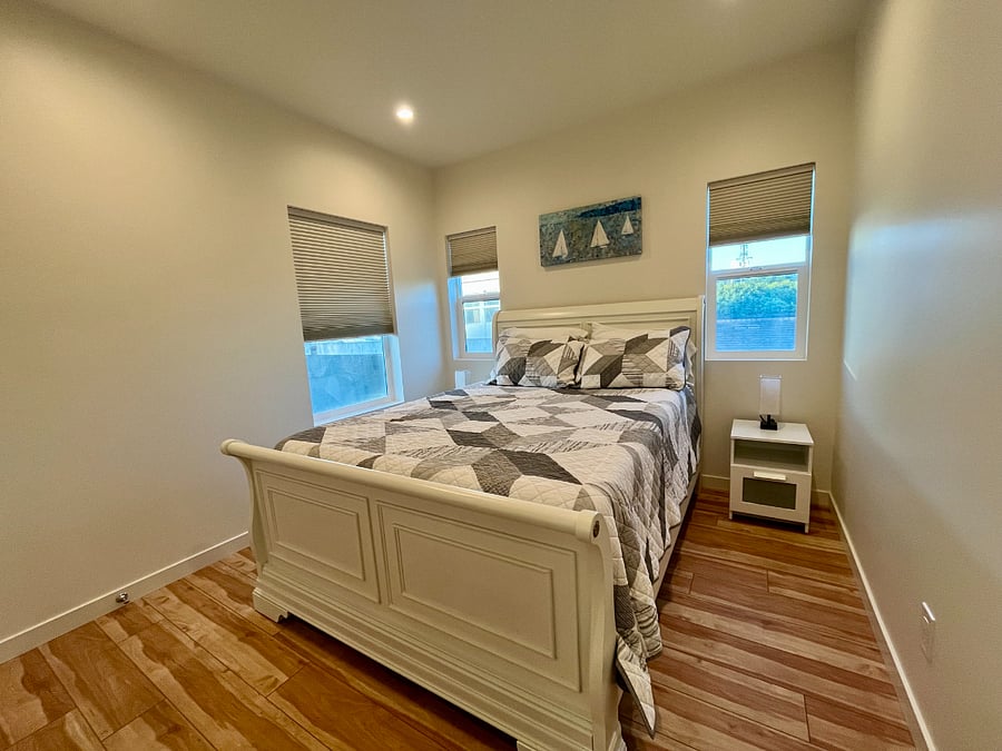 Bedroom with blackout curtains
