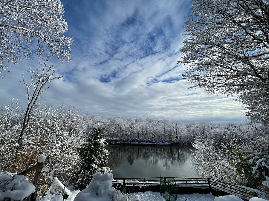 Winter river scene from back patio