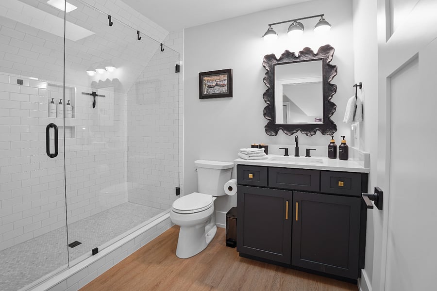 Hayloft bathroom with sunlight