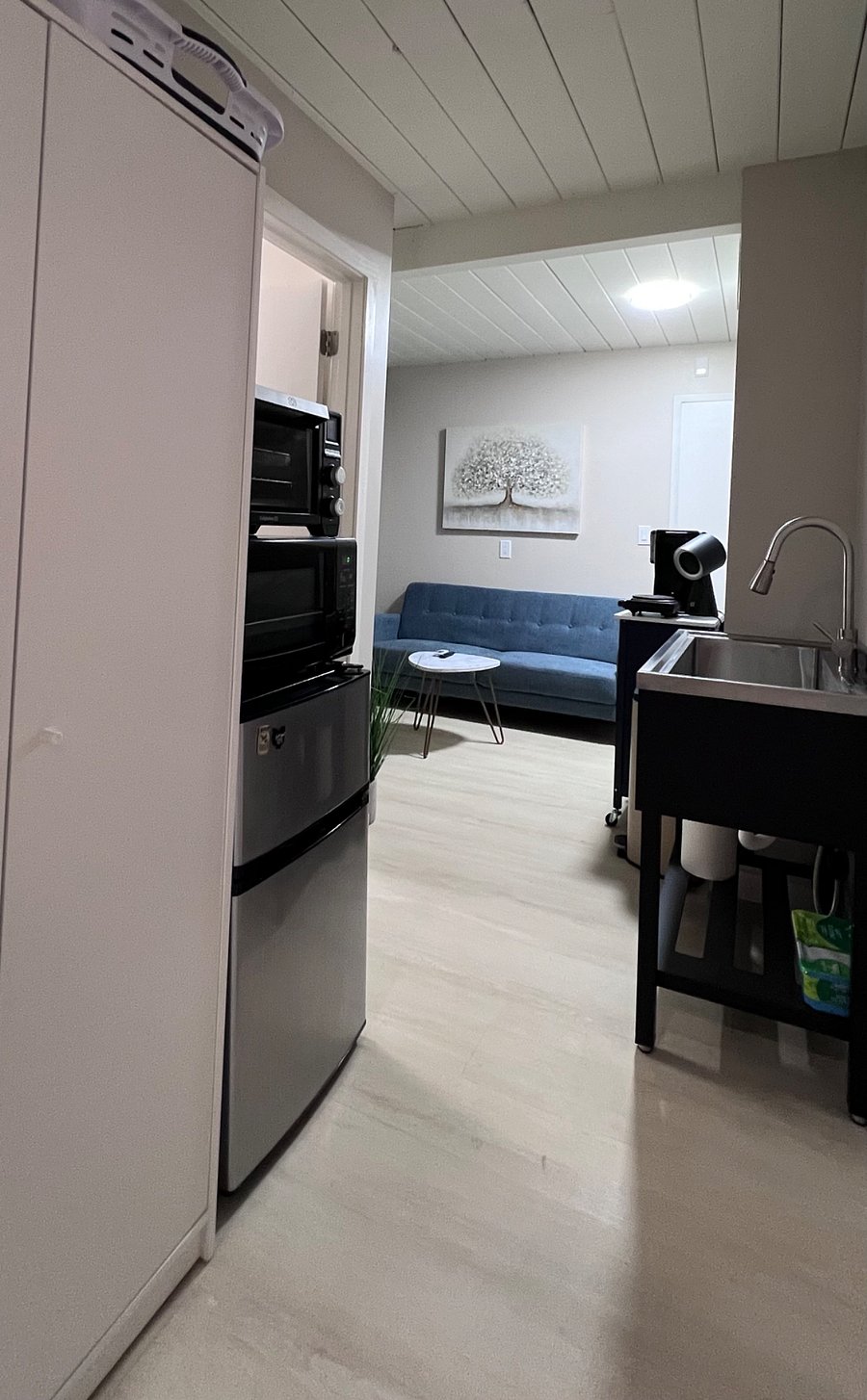 mini refrigerator-oven-microwave-sink