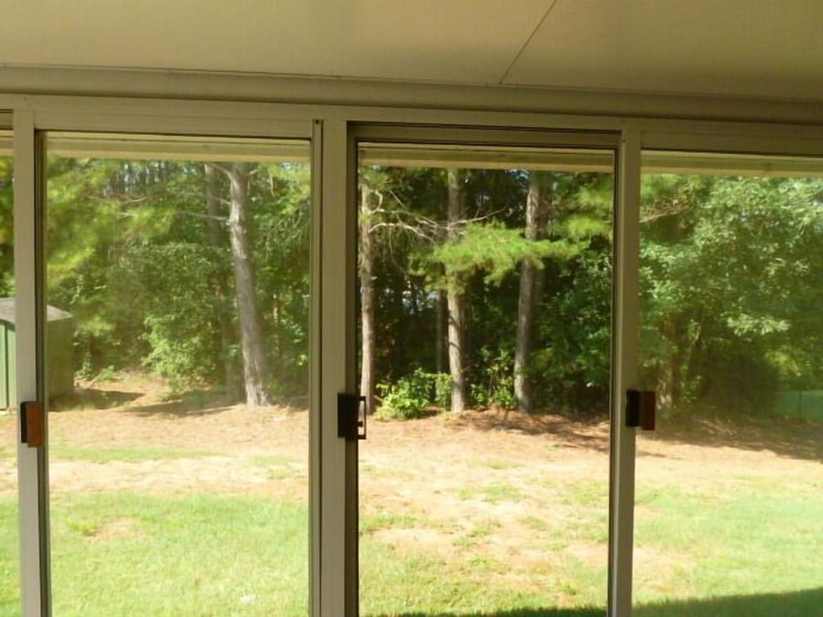View from sunroom looking into grove of trees