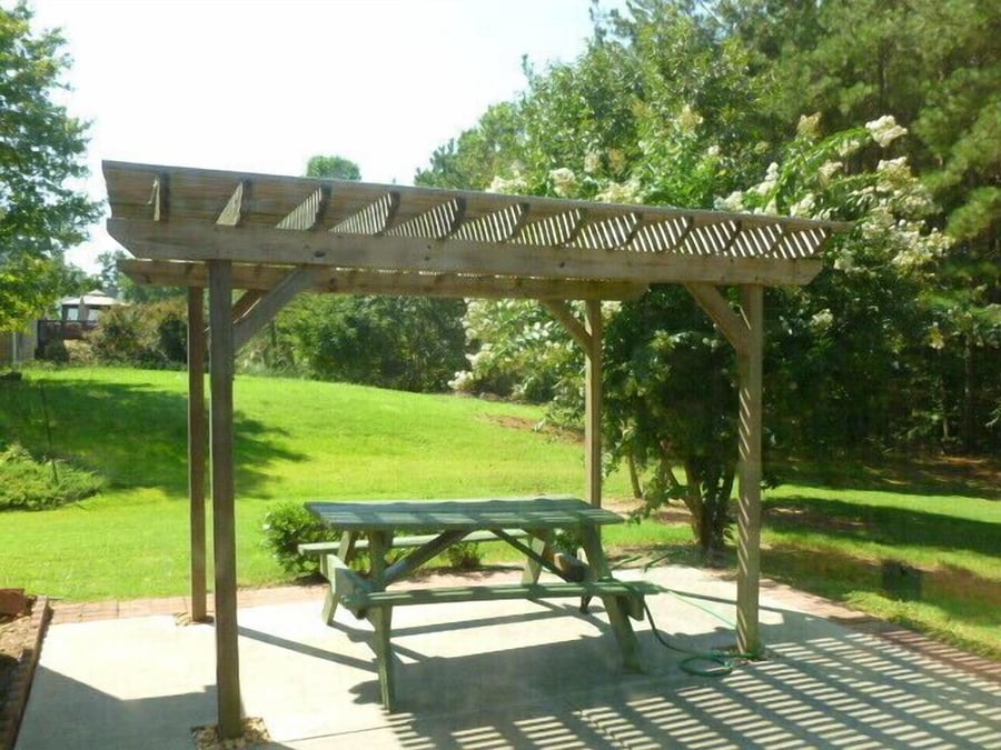 Covered gazebo in backyard