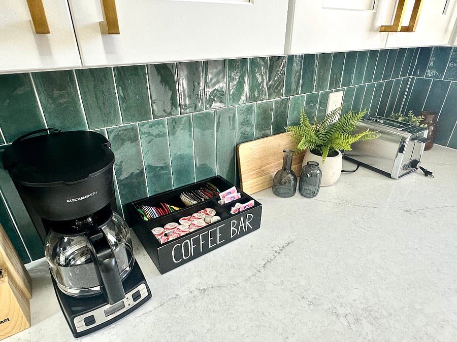 Coffee and tea corner fully-stocked for your arrival