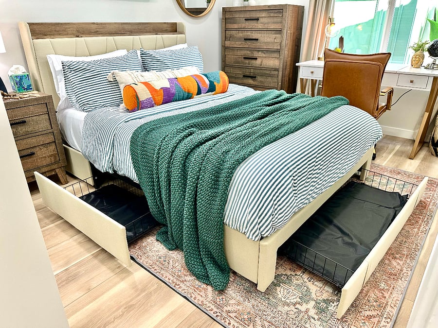 In addition to the closet, dresser and nightstand, there is also storage under the bed (there is a 3rd drawer on the side of the dresser)