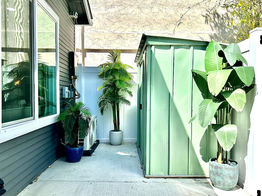 There is additional private storage in the green shed in the enclosed outdoor space. You may place your own lock on it during the duration of your stay.