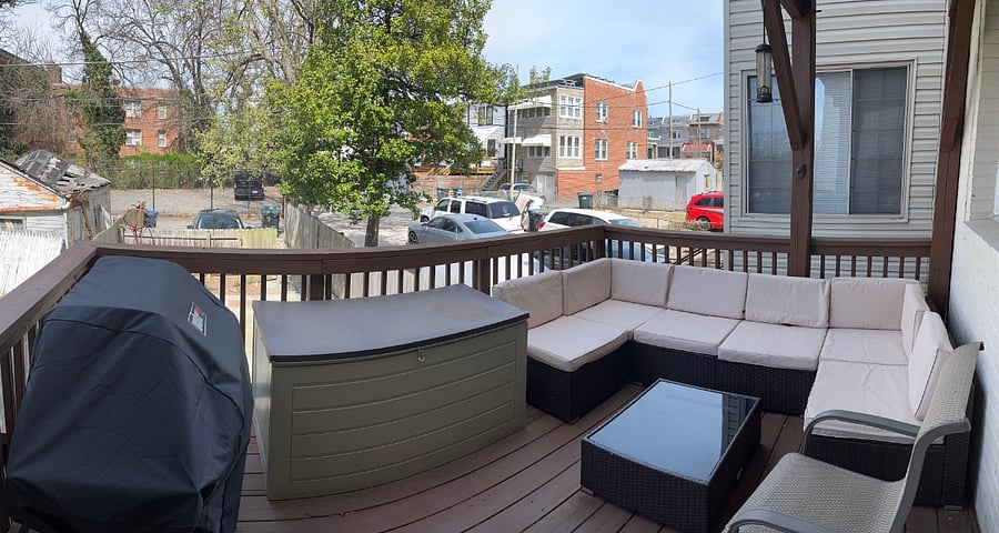 Outside deck. Access from Kitchen/Dining area.