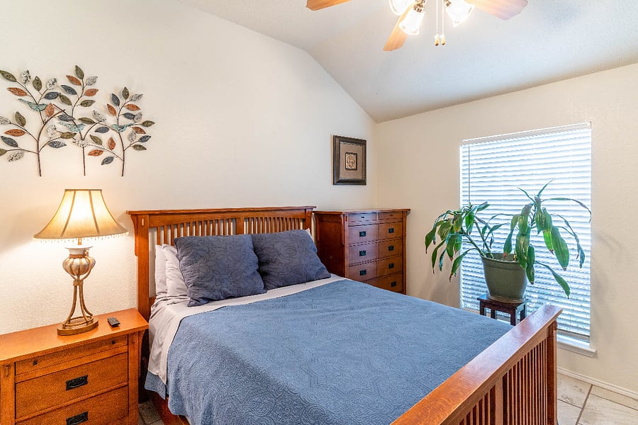 3 of 4 Bedrooms:  Queen bed, with view of front yard/street