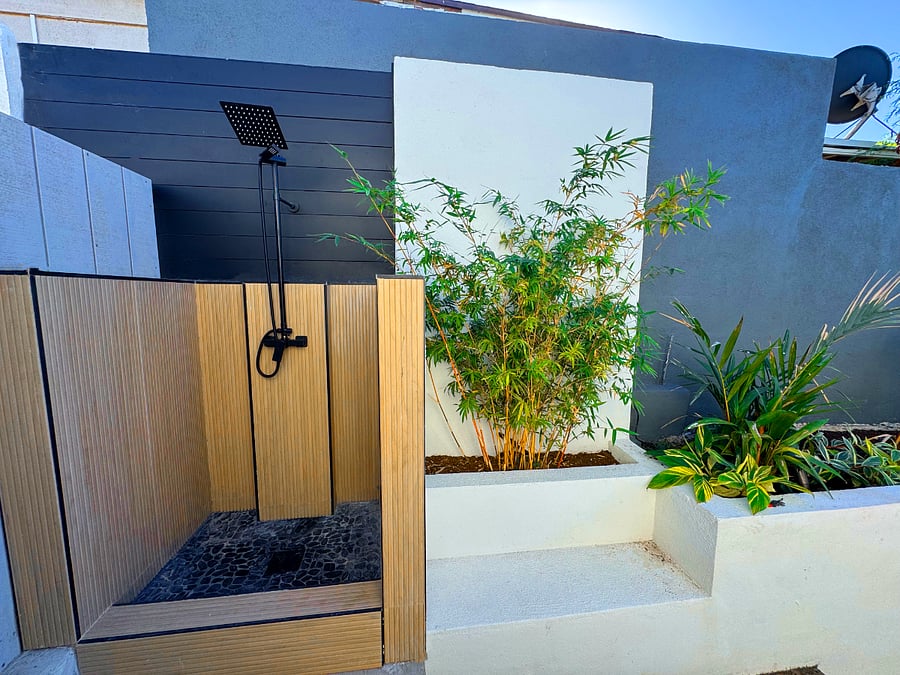 Outdoor shower.