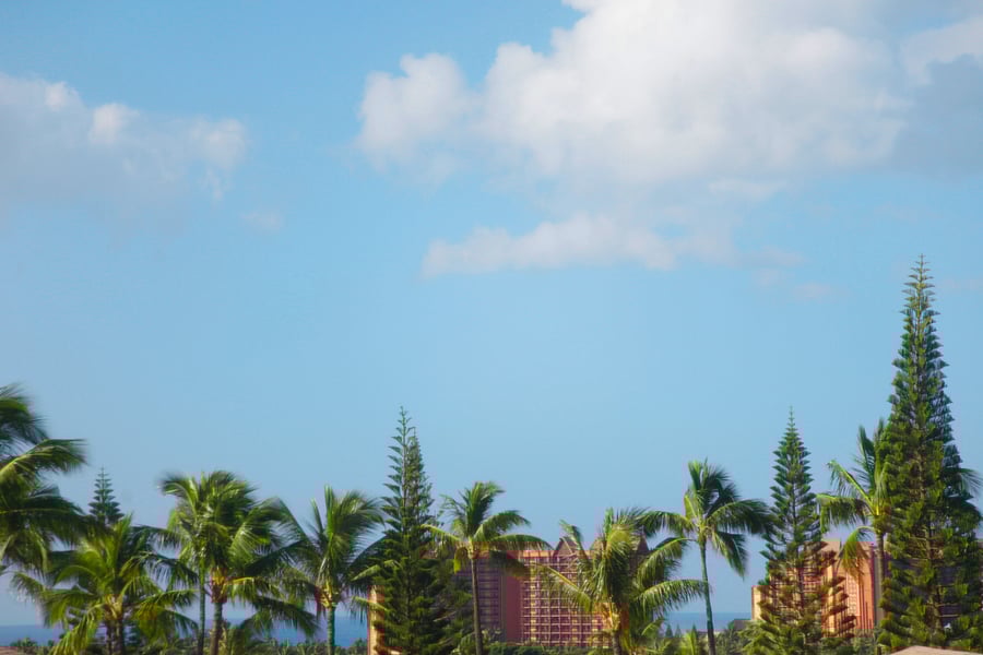 West views of the 15th hole and the Disney Aulani