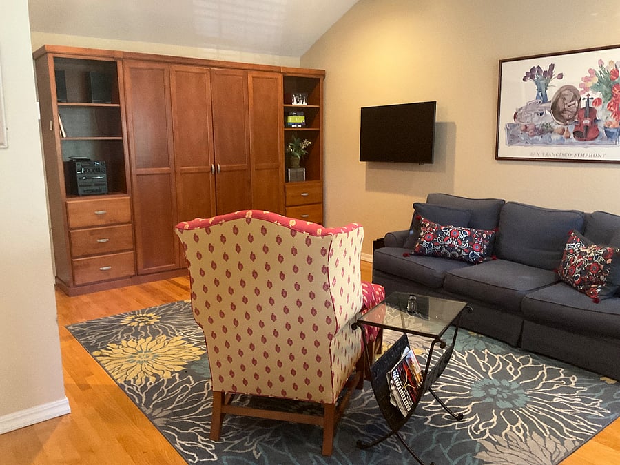 Great room with pull-down bed in up position