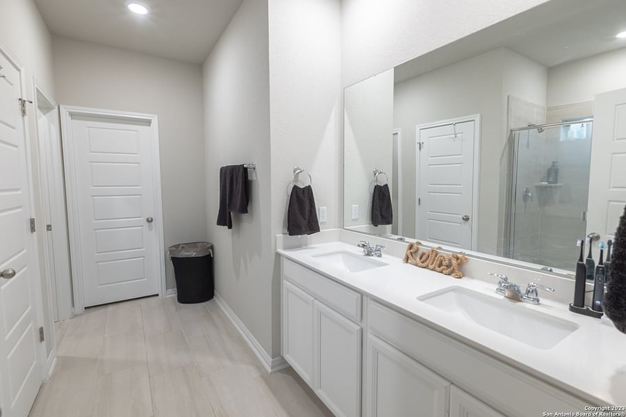 Dual vanity in the primary bathroom
