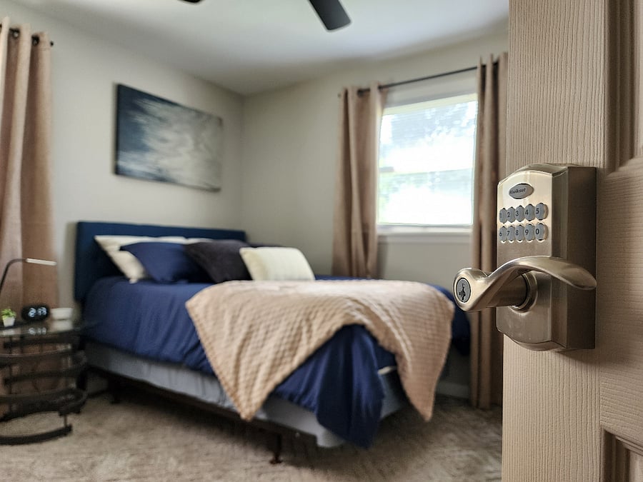 Code locked first floor bedroom