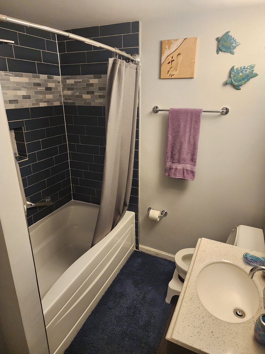 Primary bathroom, deep soaking tub, rainshower
