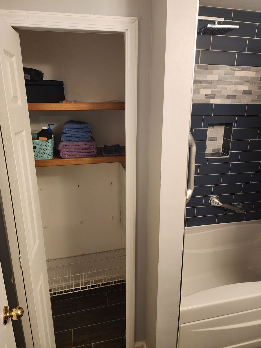 Large storage closet in primary bathroom