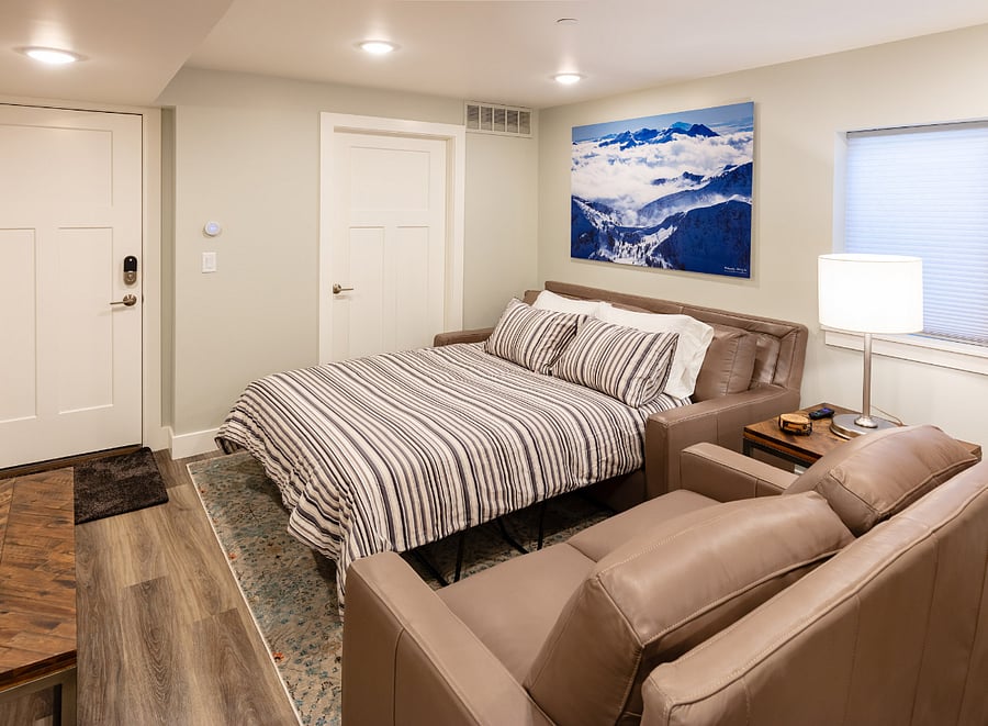 Comfortable pull-out sofa bed sleeps two more