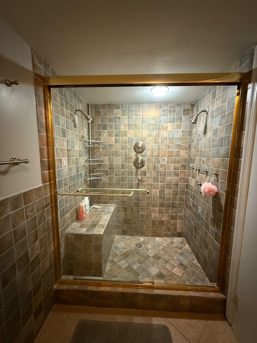 Shower - hand cut Italian tile