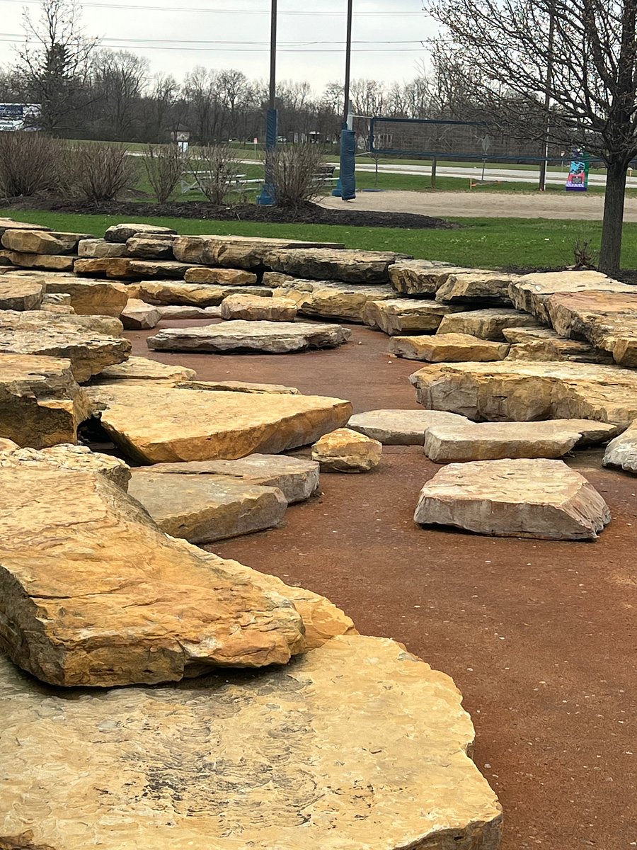 Riverside park water creek play area