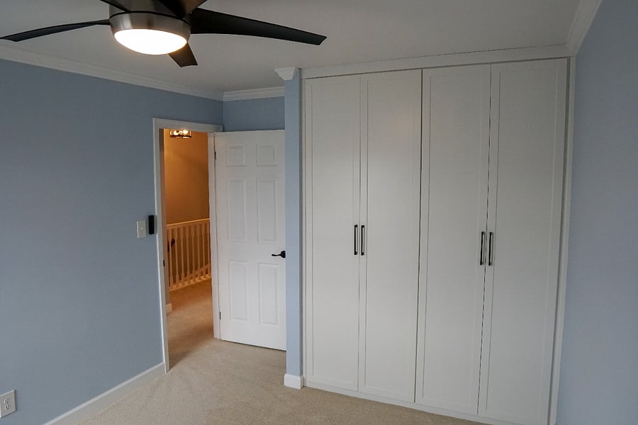1 of 2 spare bedrooms on 2nd floor, view of reach in closet, new carpet