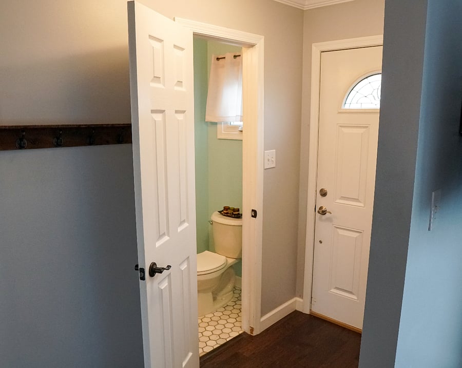 main floor powder room and front door