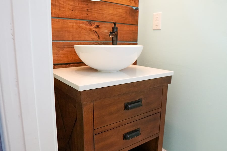 newly remodeled main floor powder room