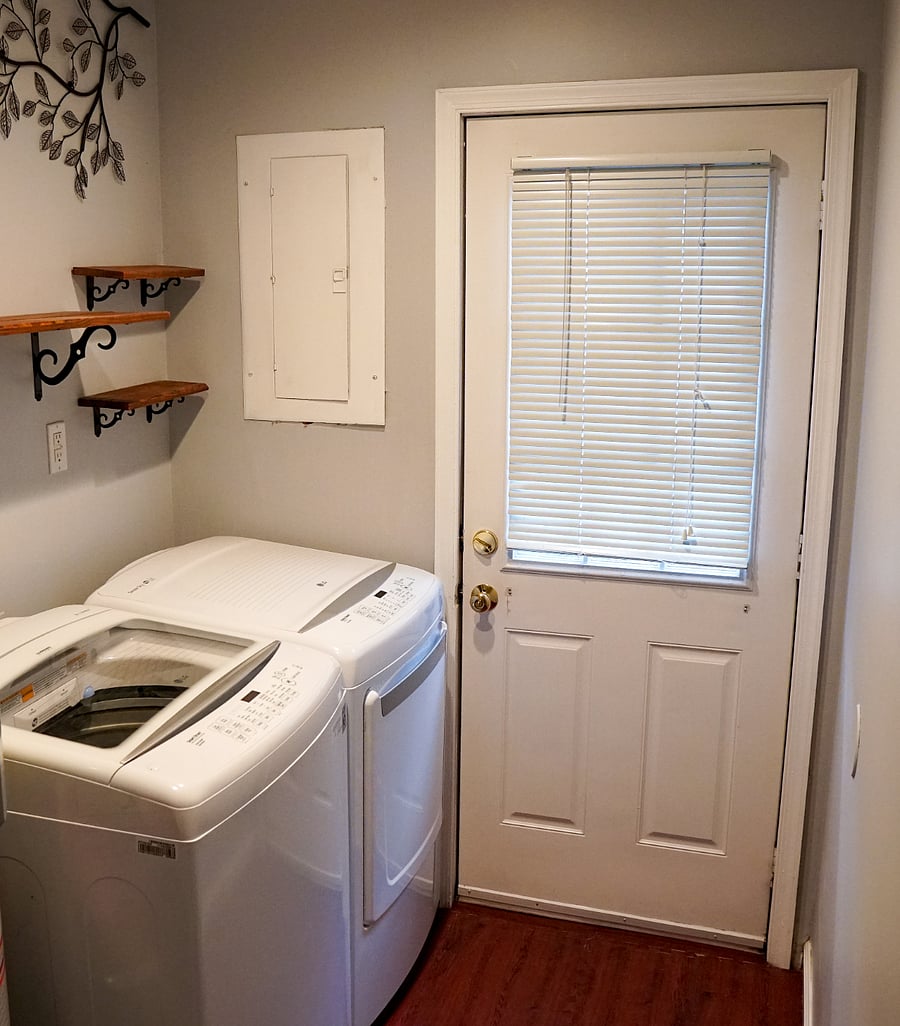 downstairs laundry room and walkout