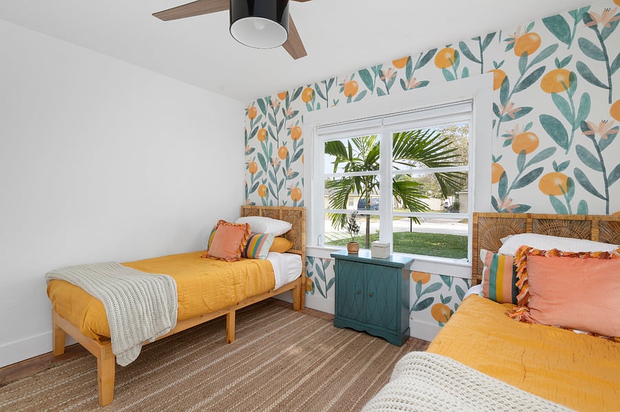Twin bedroom with blackout blinds