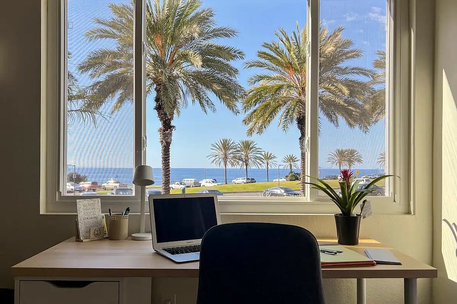 Catalina ocean view remote work desk area!