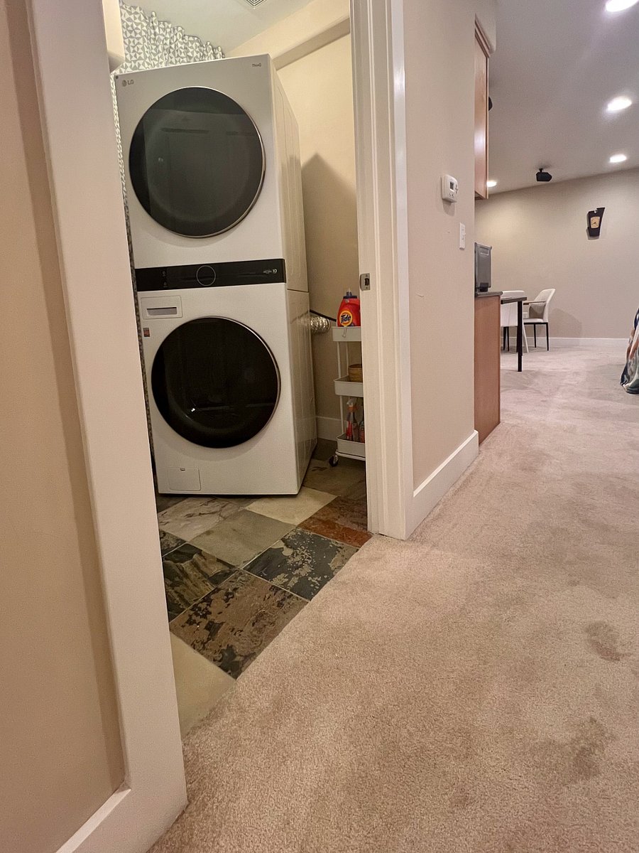 New, full-size washer and dryer, including washing supplies