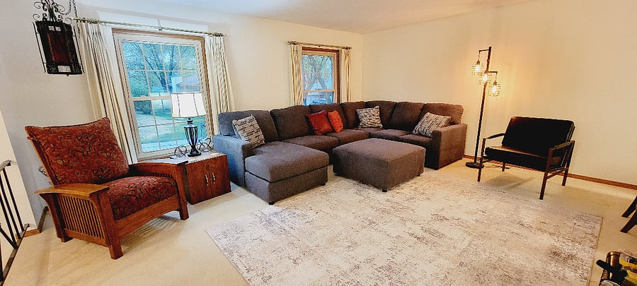 Living room area - new sectional couch and chase!
